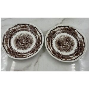 VTG J&G Meakin Americana Style House Ironstone Saucers Brown Set of 2 England